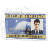 Durable Porte-étiquette HARTBOX, pour 1 carte au format vertical/transversal, prédécoupé au pouce, pattes de fixation, L 101 x H 71 mm, polystyrène, transparent, 10 pièces