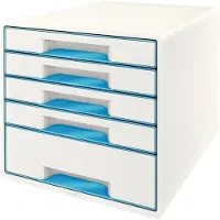 Leitz Bloc à tiroirs WOW CUBE 5214 , 5 tiroirs, format A4, polystyrène, bleu