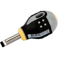 Bahco Tournevis ERGO pour vis à fente, droit, avec manche court en caoutchouc, 0,8 mm x 4 mm x 25 mm (Vis fendues)
