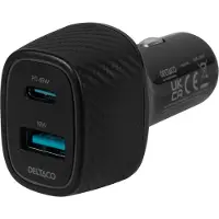 Deltaco chargeur allume-cigare 63W 1x USB/1x USB-C noir (USBC-CAR123)