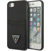 GUESS Guhci8psatpk Iphone 78 Se 2020se 2022 Saffiano Triangle Cardslot Phone Case Clair