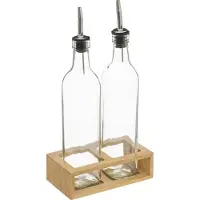 5 Five Bouteille en verre pour huile et vinaigre avec couvercle en bambou 0,48 L - Naturel