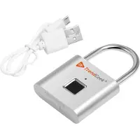 Technaxx Cadenas biométrique - - 4910 - Argent - Mémorise 10 empreintes - Recharge micro-USB