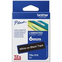Brother TZe-315 - (6 mm) - Blanc sur noir - Ruban