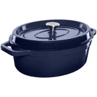 Grand Feu Marmite ovale en fonte émaillée 5,6 l, couleur bleue