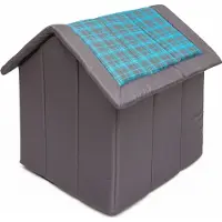 TexCorp Niche pour chien HobbyDog Lit pour chien Lit pour animal Lit pour chat - Standard - 76 x 74 x 72 cm [Taille : R6] - Bleu à carreaux
