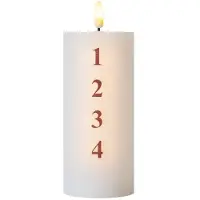 Frendo Bougie LED Sille Advent, Ø 7 x 15 cm, Blanc (1x)