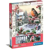 Clementoni Robin and Holly Bushes - Puzzle 1000 pièces adulte - Puzzle adulte en 70 x 50 cm - Puzzle Noël de 81501