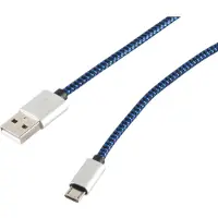 S-Conn Câble de charge USB A mâle vers Micro B, bleu 0,9m