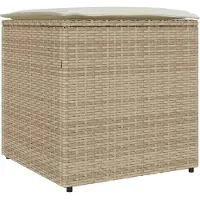 vidaXL Coffre à coussins avec rangement Beige 50 x 50 x 50 cm Poly-Rattan