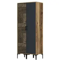 Dmora Weng - Armoire 2 Portes, 80x201h cm Noyer Brun, Penderie