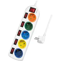 Logilink LogiLinkLPS258 multiprise, 5x avec 6 interrupteurs,multicolore