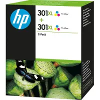 HP Cartouche d'encre 301XL (D8J46AE) tricolore haute capacité 2x - Multipack