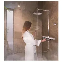 RAV Colonne de douche murale MURRAY avec étagère 170 cm en verre blanc