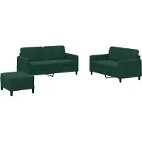 vidaXL Ensemble de canapés 3 pièces vert foncé velours