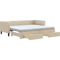 vidaXL Lit de jour extensible avec tiroirs Crème 80x200 cm Tissu