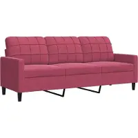vidaXL Canapé à 3 places Rouge bordeaux 180 cm Velours