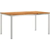 vidaXL Ensemble de table d'extérieur , 7 pièces, en teck massif et acier inoxydable