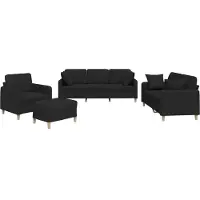 vidaXL Ensemble de canapés 4 pièces avec coussins Tissu noir