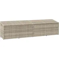 vidaXL Coffre de jardin 220x50x58 cm Poly rotin gris clair