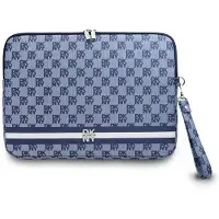DKNY PU Leather Checkered Pattern and Stripe Manches pour ordinateur portable 13/14" bleu (14"), Sac pour notebook, Bleu