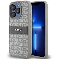 DKNY DKHCP14XPRTHSLE iPhone 14 Pro Max 6.7" beżowy/beige hardcase cuir Mono Stripe & Metal Logo (Apple iPhone 14 Pro Max), Coque pour téléphone portable, Beige