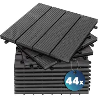 Casaria 44x Dalle en composite anthracite 30x30 cm clipsable