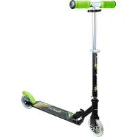 Muuwmi Aluminium Scooter Neon - trottinette, 125 mm, ABEC 5, GS-approuvée, réglable en hauteur, roues lumineuses LED, vert/noir