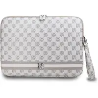 DKNY PU Leather Checkered Pattern and Stripe Laptop Sleeve 13/14" Beige (14"), Sac pour notebook, Beige