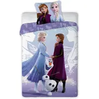 4sleep Parure de lit enfant « Frozen – Anna, Olaf & Elsa » 140 x 200 + 70 x 90 | 100 % coton | Fermeture à glissière