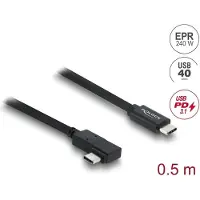 DeLOCK Câble USB-C coaxial 40 Gbps 240 W coudé, 0,5 m - PD 3.1, DP 1.4