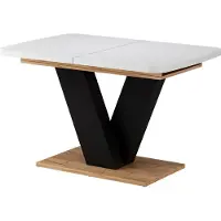 Vicco Table de salle à manger Fenaro Blanc/Chêne de force doré 120-160 x 80 cm extensible, Model 58002