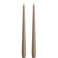Moods & More MM LED taper candle, Silk, Slim, Sand, 2-pack, 23x300 mm