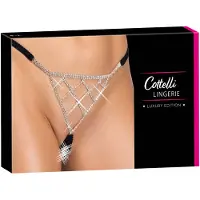 Cottelli collection - string tanga ouvert - ornement argenté - noir (S-L)