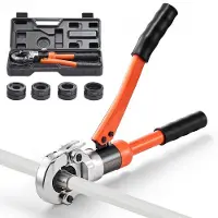 Vevor Pince à Sertir Hydraulique Tuyau PEX Aluminium-plastique Sertisseuse Raccords Tuyaux avec Mâchoire U16 U20 U25 U32 Mallette de Transport Kit Sertissage pour Réparation Installation Plomberie