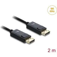 DeLOCK Koaxiales DisplayPort Kabel 16K 60 Hz 80 Gbps mit Geflechtmantel 2 m (2 m), Câble vidéo, Noir