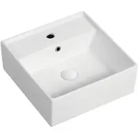 KIAMAMI VALENTINA Lavabo décoratif carré 41x41cm en céramique blanche avec trou pour robinet