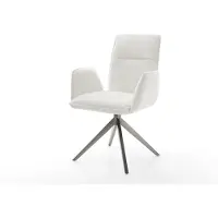 DELIFE Chaise-pivotante Vinja-Flex bouclé doux beige pied croisé large grafiete pivotement sur 360° fonction bascule
