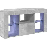 vidaXL Meuble TV d'angle avec éclairage LED, 100 x 40 x 50 cm, béton gris, panneaux de particules