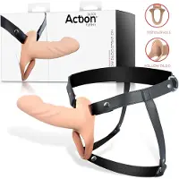 Action Strap-On S - godemichet creux à harnais (couleur chair)