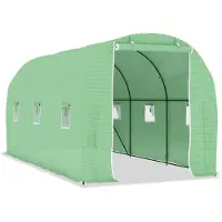 Helloshop26 Serre - - 9 m² - Tissu maillé PE 140 gm² - Acier galvanisé - Vert