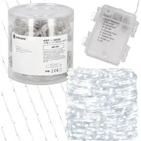 Springos Rideau lumineux LED - 3 x 3 m, 300 LED, 8 fonctions, télécommande, 3 piles AA, IP44, blanc froid