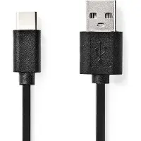 Nedis Câble USB - USB 2.0 - USB-A mâle - USB-C mâle - 15 W - 480 Mbps - nickelé - 2.00 m - rond - PVC - noir - Étiquette