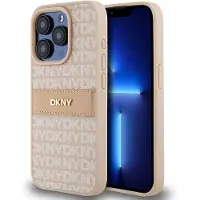 DKNY DKHCP14XPRTHSLP iPhone 14 Pro Max 6.7" różowy/pink hardcase Leather Mono Stripe & Metal Logo (Apple iPhone 14 Pro Max), Coque pour téléphone portable, Rose, Blanc