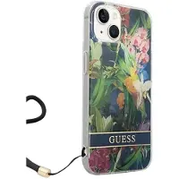 GUESS Guohcp14shflsb Iphone 14.15.13 6.1 Niebieski Flower Strap Phone Case Clair