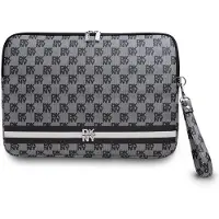 DKNY PU Leather Checkered Pattern and Stripe Étui pour ordinateur portable 15/16" noir (16"), Sac pour notebook, Noir