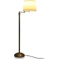 Costway Lampadaire , lampadaire avec socle et abat-jour pour la lecture, lampe de salon moderne, lampadaire argenté
