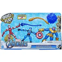 Hasbro Set de jeu Marvel Avengers avec 3 figurines - Iron Man, Captain America & Thanos - 9 accessoires inclus