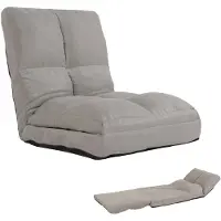 Mendler Fauteuil de sol HWC-N45, fauteuil-lit pliable Fauteuil fonctionnel, fonction sommeil pliable cadre acier velours gris clair