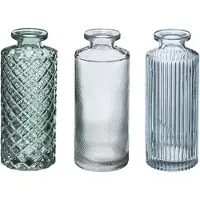 Atmosphera setx3 vases en verre vert rayé, vert (3x)